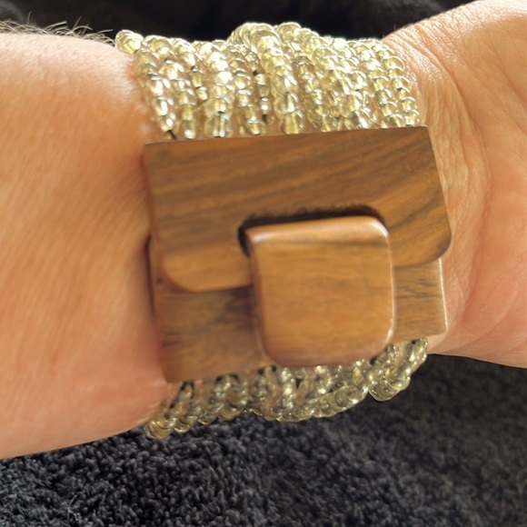 Fun Festive Gray/Smoky Bead Stretch Bracelet - Picture 4 of 4